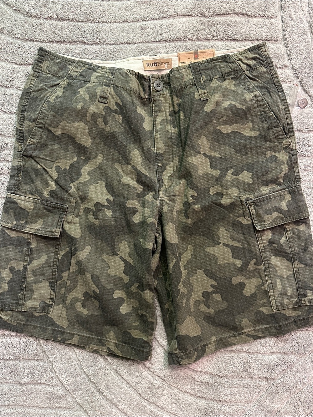 Ruff Hewn Men's Camouflage Cargo Shorts - Olive/Tan